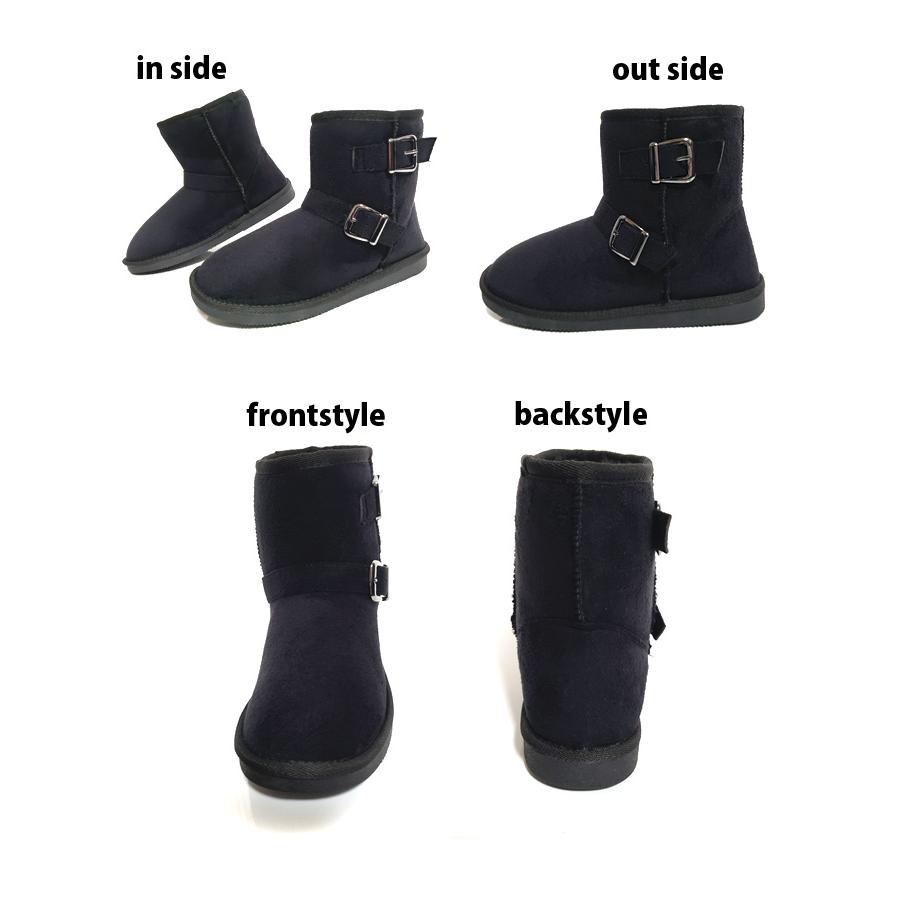 エンジニア Wバックル ベルト ファー ムートンブーツ ショートブーツ ミニムートン ショートタイプ（スエード）秋冬ブーツ ブラック　2002 |  | 08