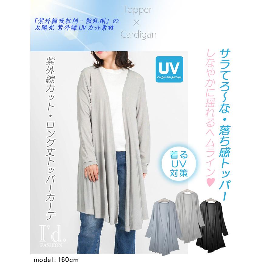 紫外線 UVカット ドレープ トッパー ロング カーディガン 落ち感