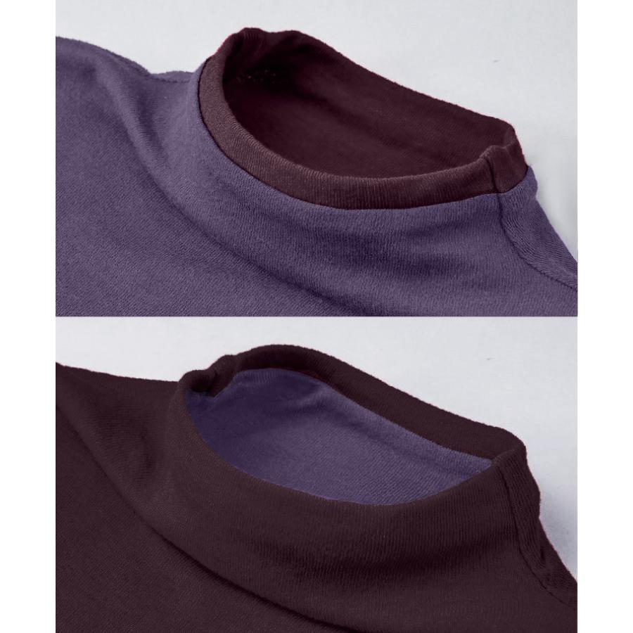 新色 全13色 リバーシブル 綿100% ボトルネック 長袖 カットソー【2重