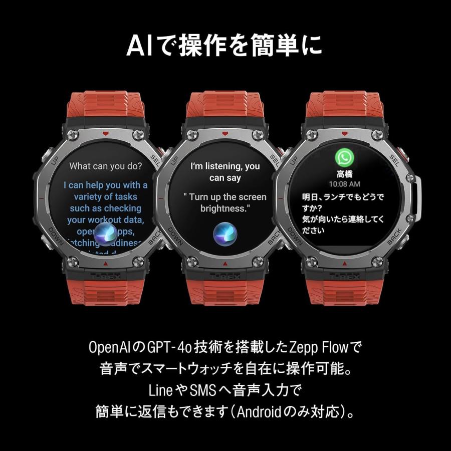 Amazfit 液晶保護フィルム付き Amazfit T-Rex 3 48mm ラバ スマート 