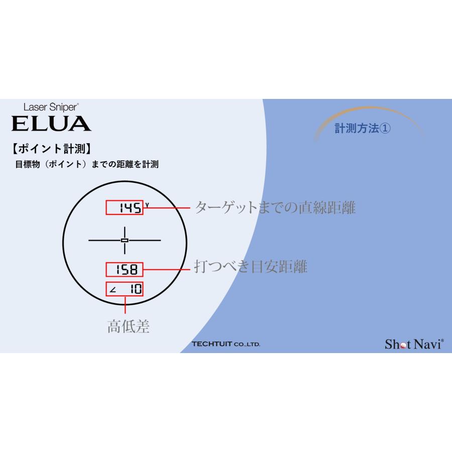 ショットナビ  エルーア  ShotNavi Laser Sniper ELUA サブディスプレイ搭載 レーザー距離計｜ida-online｜11