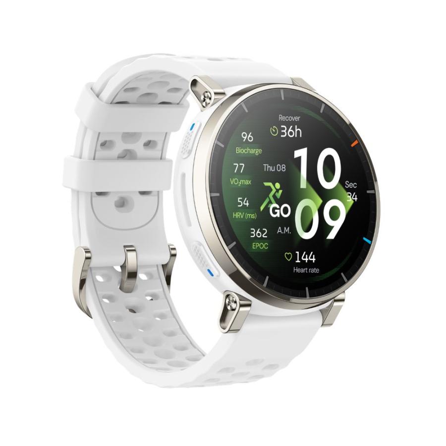 液晶保護フィルム付 Amazfit Active 3 Premium エアロホワイト 国内正規品 1年保証 SP170082-C249 アマズフィット アクティブ3 プレミアム ランニングウォッチの画像