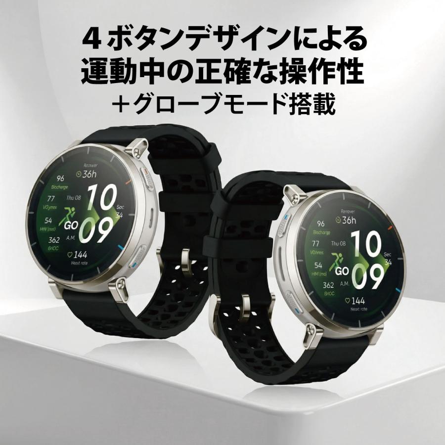 液晶保護フィルム付 Amazfit Active 3 Premium エアロホワイト 国内正規品 1年保証 SP170082-C249 アマズフィット アクティブ3 プレミアム ランニングウォッチの画像