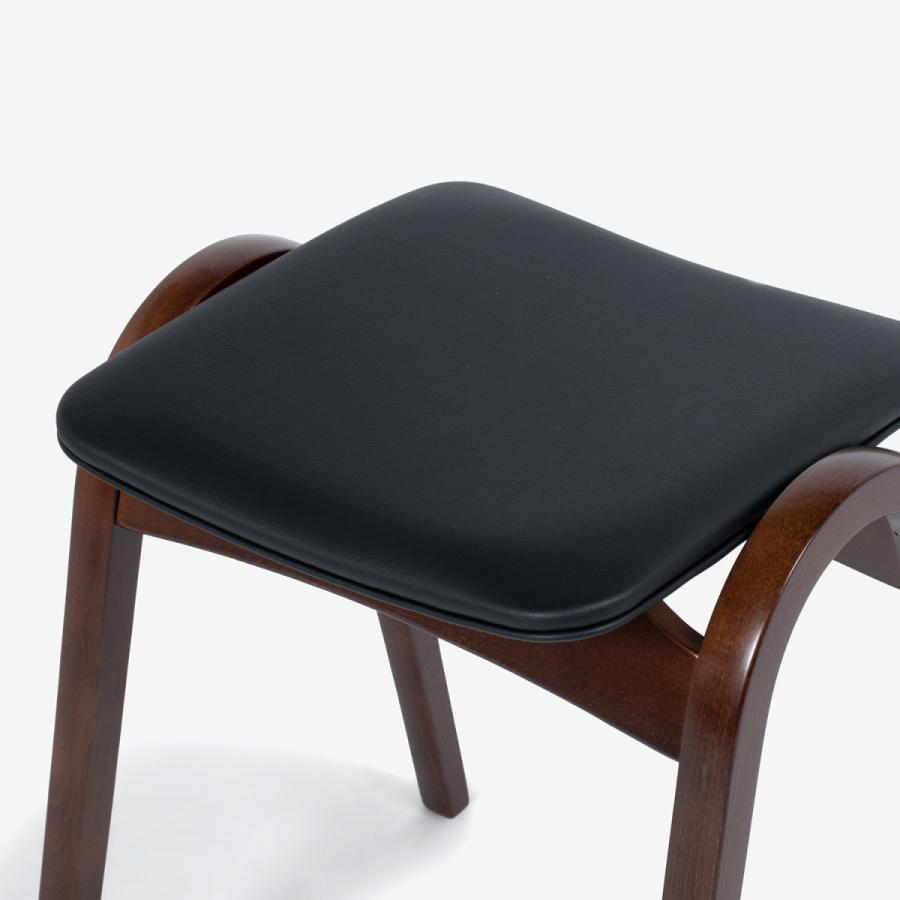 大塚家具 秋田木工 スツール No.202 ブナ材ウォールナット色 張