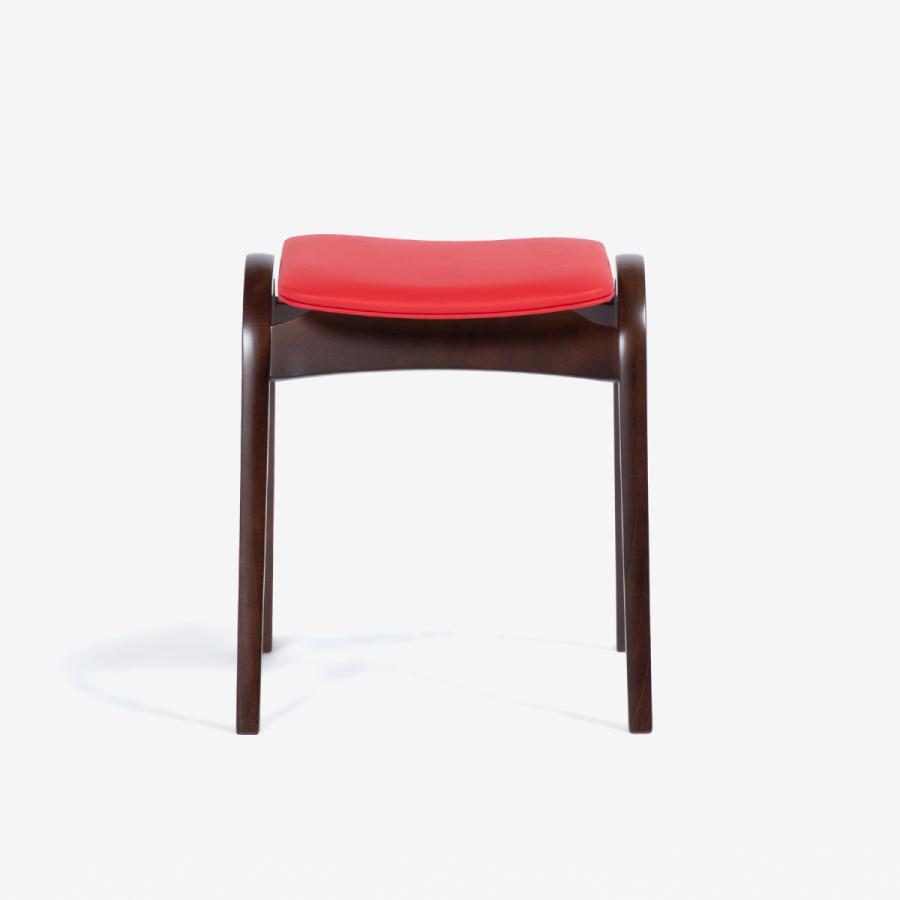 大塚家具 秋田木工 スツール No.202 ブナ材ウォールナット色 張地PVC 