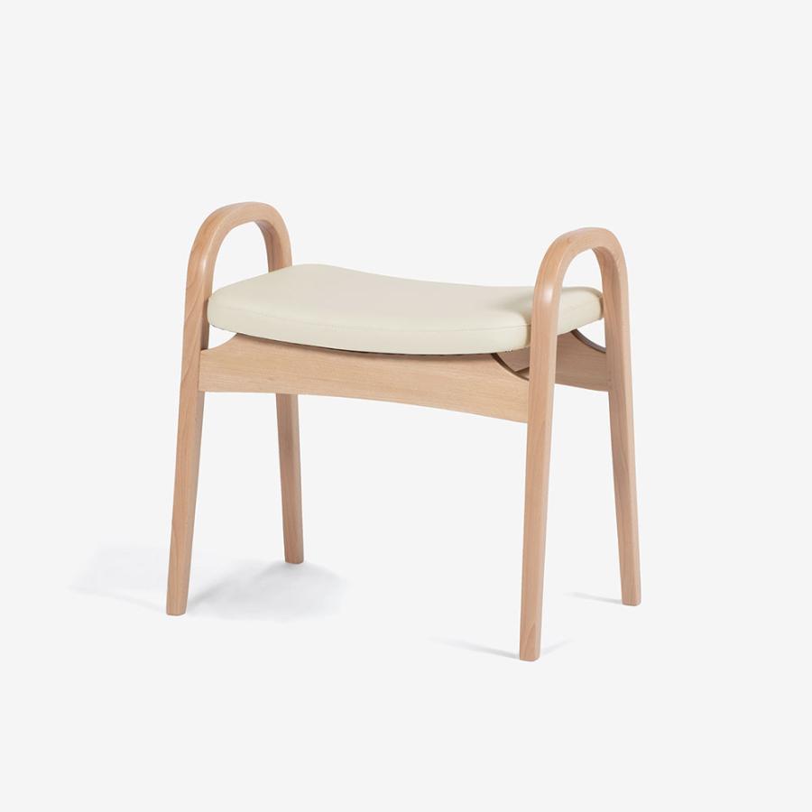 大塚家具 秋田木工 スツール No.202-H ブナ材NA色 張地PVC BE色 宅配便