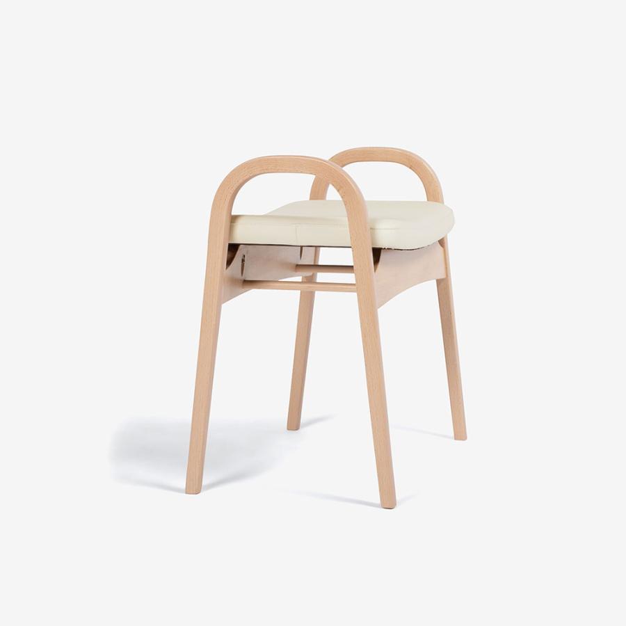 大塚家具 秋田木工 スツール No.202-H ブナ材NA色 張地PVC BE色 宅配便