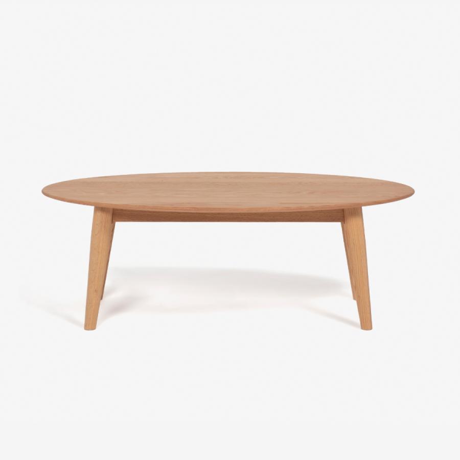 センターテーブル シネマ2 楕円型 幅110cm レッドオーク材ホワイト  