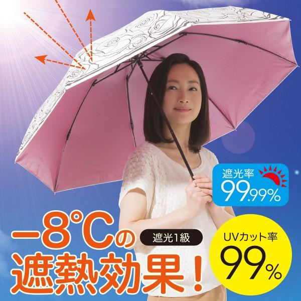 〜Fortuna〜晴雨兼用折りたたみ遮熱日傘 UVカット率99％ 紫外線対策 遮光 遮熱効果 花柄 母の日 | 