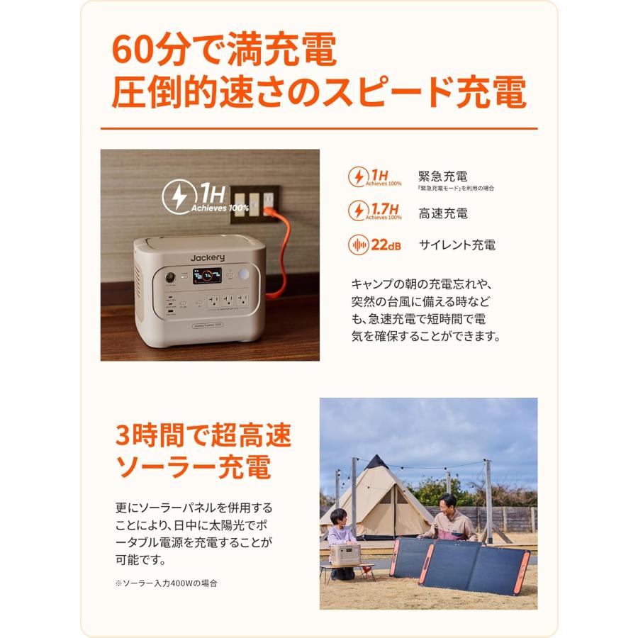 Jackery ポータブル電源 1000 New 1070Wh サンドゴールド : アイディア