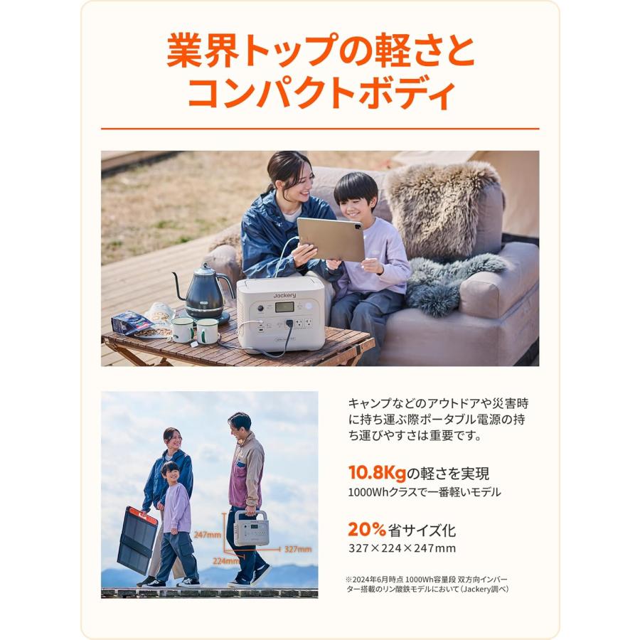 Jackery ポータブル電源 1000 New 1070Wh サンドゴールド : アイディア