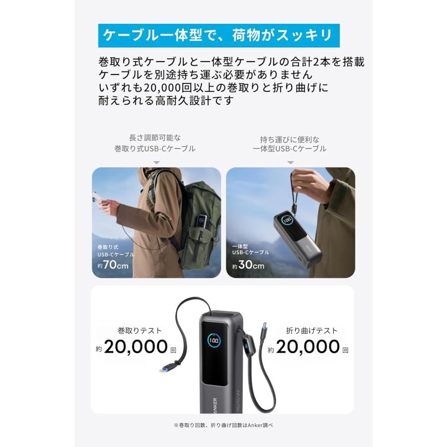 Anker（アンカー） Anker Power Bank (25000mAh, Built-In & 巻取り式