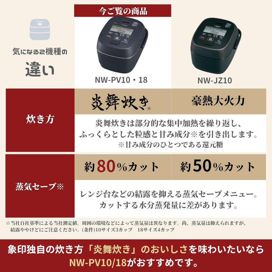 炎舞炊き 象印マホービン 炊飯器 5.5合 スレートブラック NW-PV10-BZ 