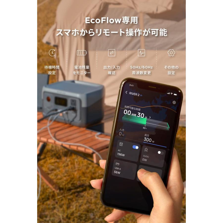 ポータブル電源 EcoFlow RIVER 2 ZMR600-JP 256Wh容量 リン酸鉄