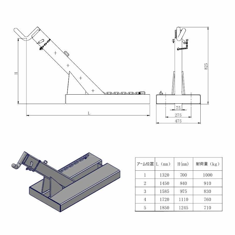 フォークリフト用ジブ フレコン吊り具 フォークリフト用吊りバー BBF1000 |  | 03
