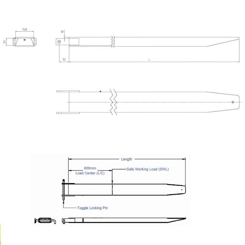 サヤフォーク FE2-16 長さ1600mm 板厚6mm クローズボトム