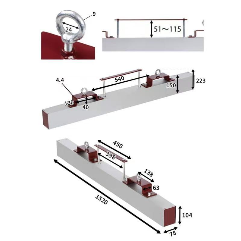 フォークリフトアタッチメント ロードブラシ マグネットスイーパー セット 大型ブラシ 幅1500mm マグネット 1520ｍｍ |  | 09