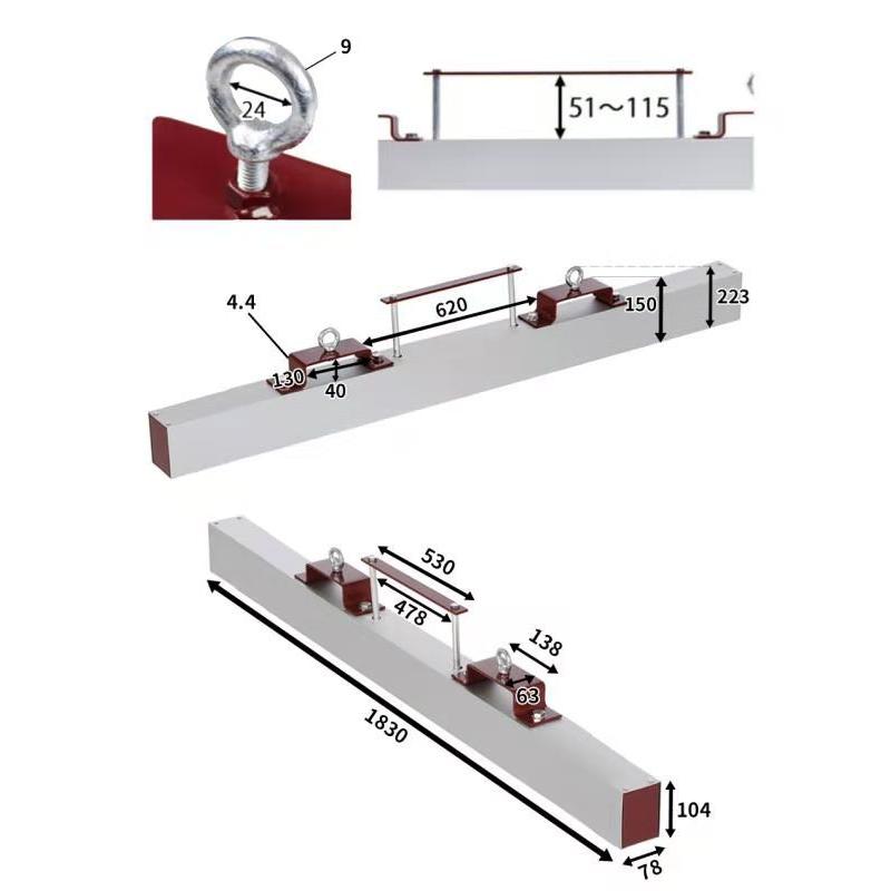フォークリフトアタッチメント ロードブラシ マグネットスイーパー セット 大型ブラシ 幅1800mm マグネット 1830ｍｍ |  | 12