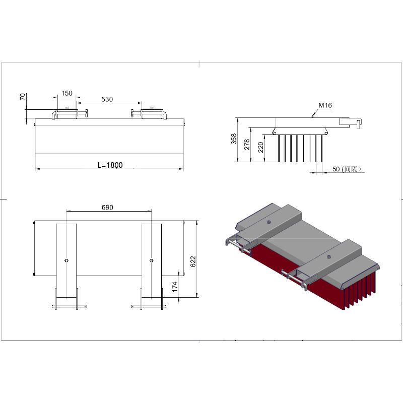 フォークリフトアタッチメント ロードブラシ マグネットスイーパー セット 大型ブラシ 幅1800mm マグネット 1830ｍｍ |  | 03