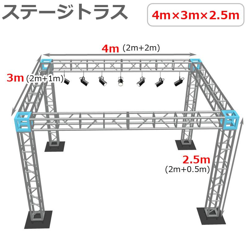 トラスセット ステージトラス 4×3×2.5m 軽量 アルミ 高さ2.5m|仮設 