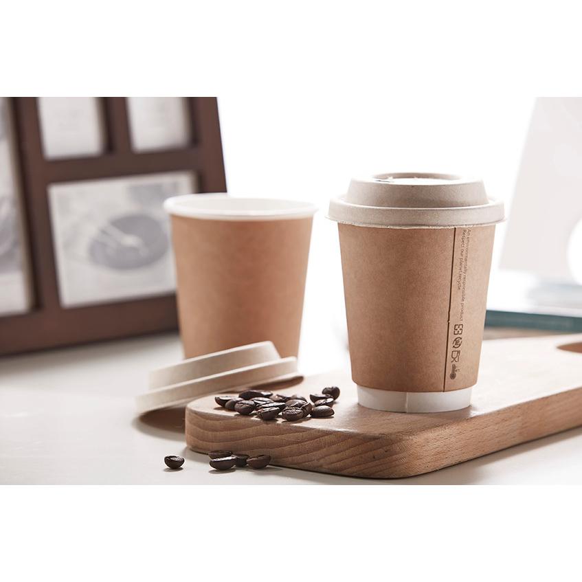 CA08044【Hot用 断熱 スリーブ不要 ダブルウォールカップ 紙コップ -クラフト 口径80mm 8oz/240ml 】 - 1箱500個/1袋25個 |  | 01