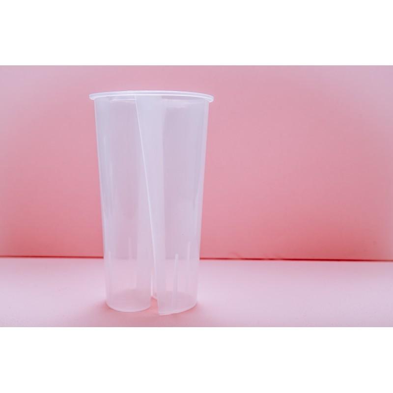 CS60013【PP ダブルストロー ツインワンカップ 太極カップ 口径95mm 700ml 】- 1箱250個/1袋25個の画像
