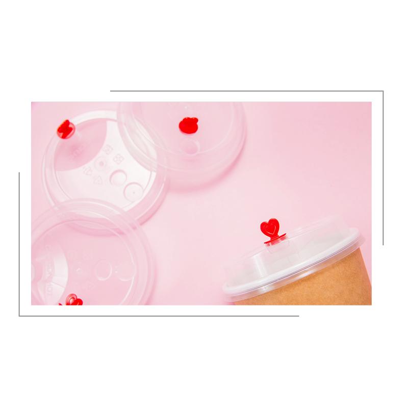 【PP 紙コップ蓋 リッド ハートキャップ -白 口径90mm】1箱1000個/1袋50個の画像