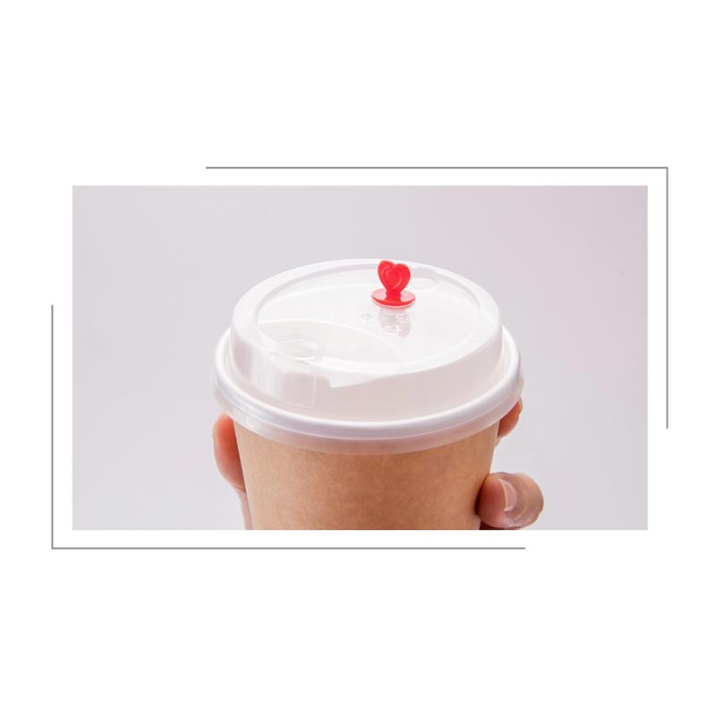 【PP 紙コップ蓋 リッド ハートキャップ -白 口径90mm】1箱1000個/1袋50個の画像