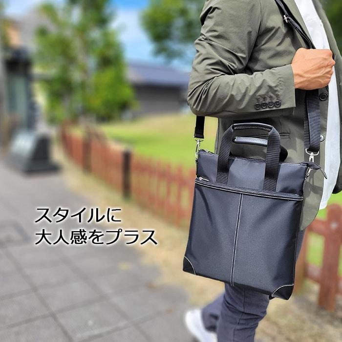 ショルダーバッグ PHILIPE LANGLET KBN26698 カジュアルバッグ 手提げ 縦 日本製 国産 豊岡製鞄 メンズ A4ファイル 2way 軽量 黒｜ideal-bag｜02