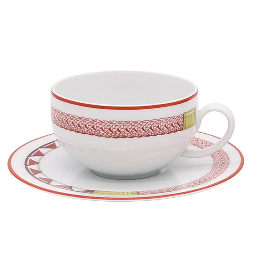 エルメス トレサージュ・エケストル ティーカップ＆ソーサー 200ml ペア HERMES 食器 セット ギフト 結婚祝い プレゼント 贈り物 食器セット ギフトセット 爆買の画像