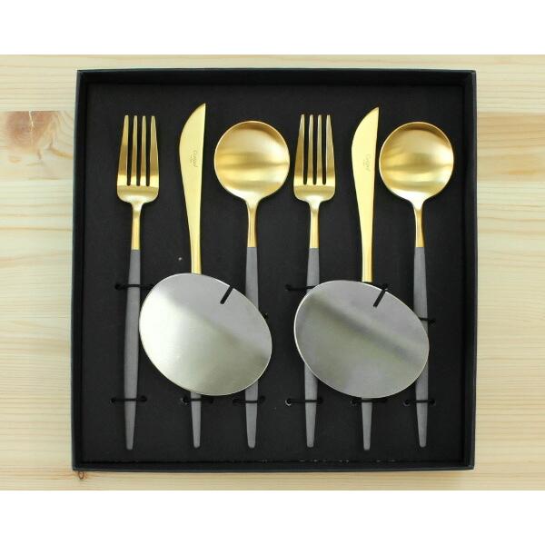Cutipol クチポール ＊ゴア ディナー カトラリーセット＊グレー＊レスト付 Cutipol クチポール ゴア グレーマットゴールド ディナーセット