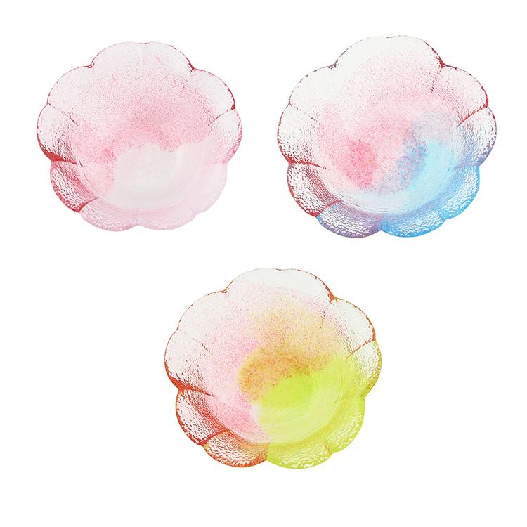 藍花 藍花×岩澤硝子 桜のいろどり 小鉢 3色セット 和食器 Aika 江戸
