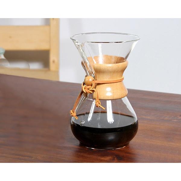 ケメックス CHEMEX コーヒーメーカー 6カップ用 CM-6A 22cm ウッドグリップ + フィルターペーパー 6カップ用 FS-100 ウッドグリップ 新生活応援｜ideale｜02