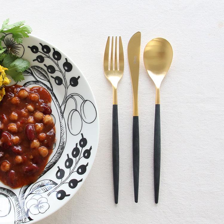 クチポール ミオ ブラックマットゴールド ディナー3点セット（ナイフ・フォーク・スプーン） 正規販売店 ゴア カトラリー 結婚祝い ゴア