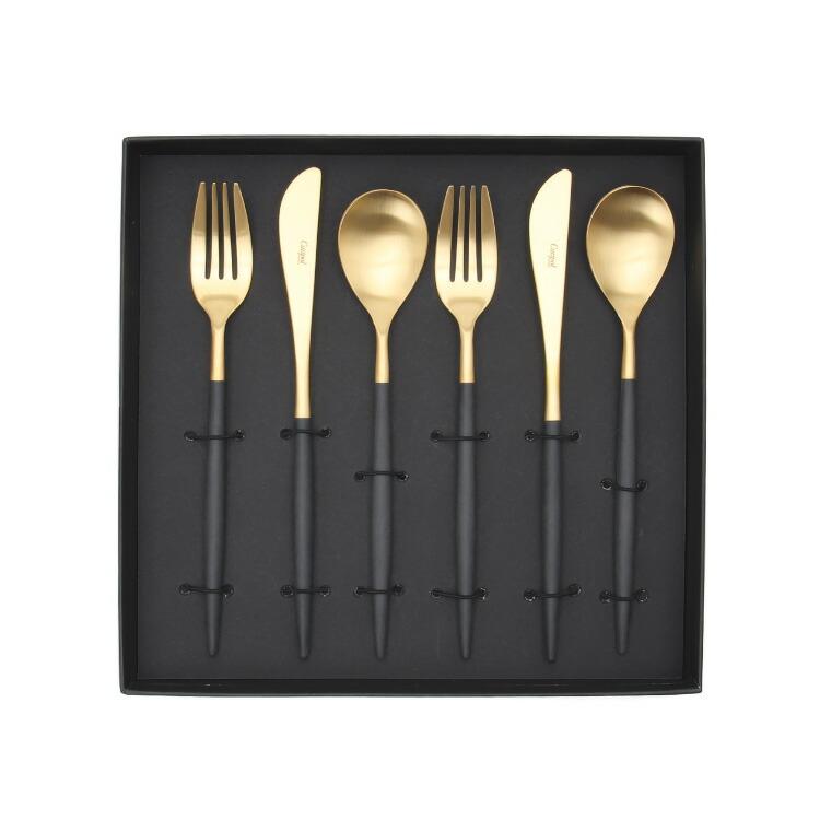 Cutipol クチポール ミオ ブラックマットゴールド ディナー6点