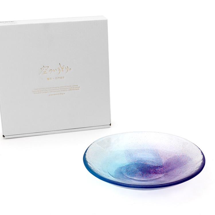 藍花 藍花×岩澤硝子 空のいろどり 取皿 Aika 江戸硝子 プレート 食器