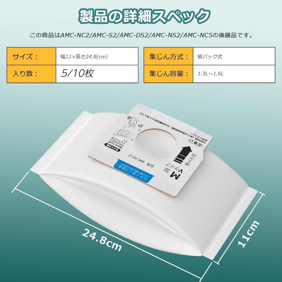 SHARP（シャープ） パナソニック掃除機用 AMC-HC12 紙パック 消臭