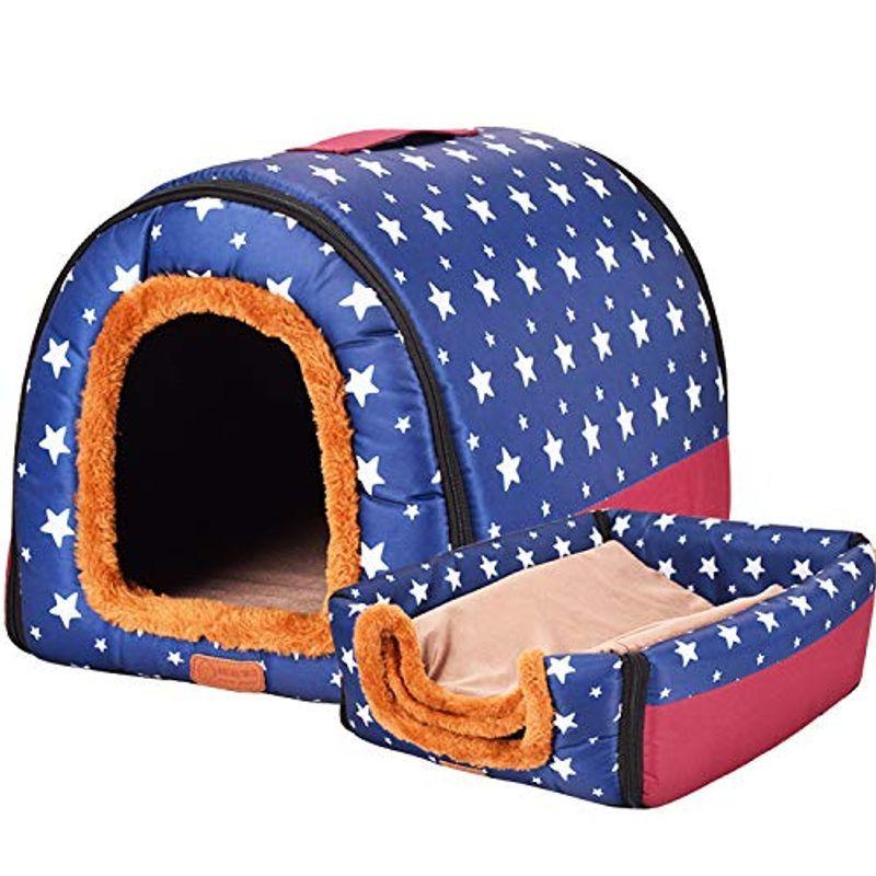 Bqkozfin ペットハウス ベッド ドーム型 幅60cm 犬小屋 犬ハウス 犬ベッド 犬 猫 小型犬 多用 暖かい 2way ハチの巣形 マット プレート Vest Doctum Edu Br