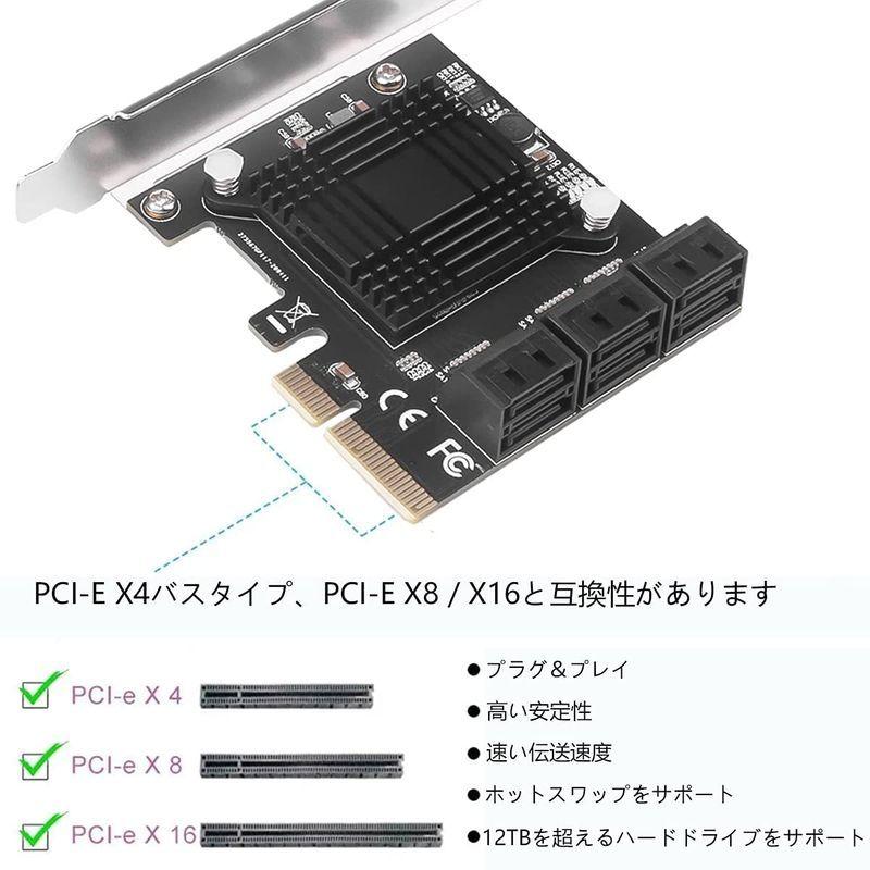 PCIe SATAカード6ポート、6 Gbps SATA 3.0 PCIeカード、PCIe~Sataコントローラ拡張カード、SATA 3.0｜ideallife21｜04