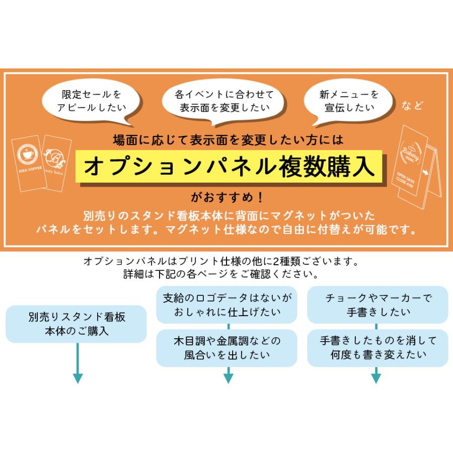 (スタンド看板用 オプションパネル2 プリントタイプ) 板面340×670mm (本体別売り) スタンド看板  シール プレート 看板 店舗用 おしゃれ マグネット | IDEA MAKER | 10