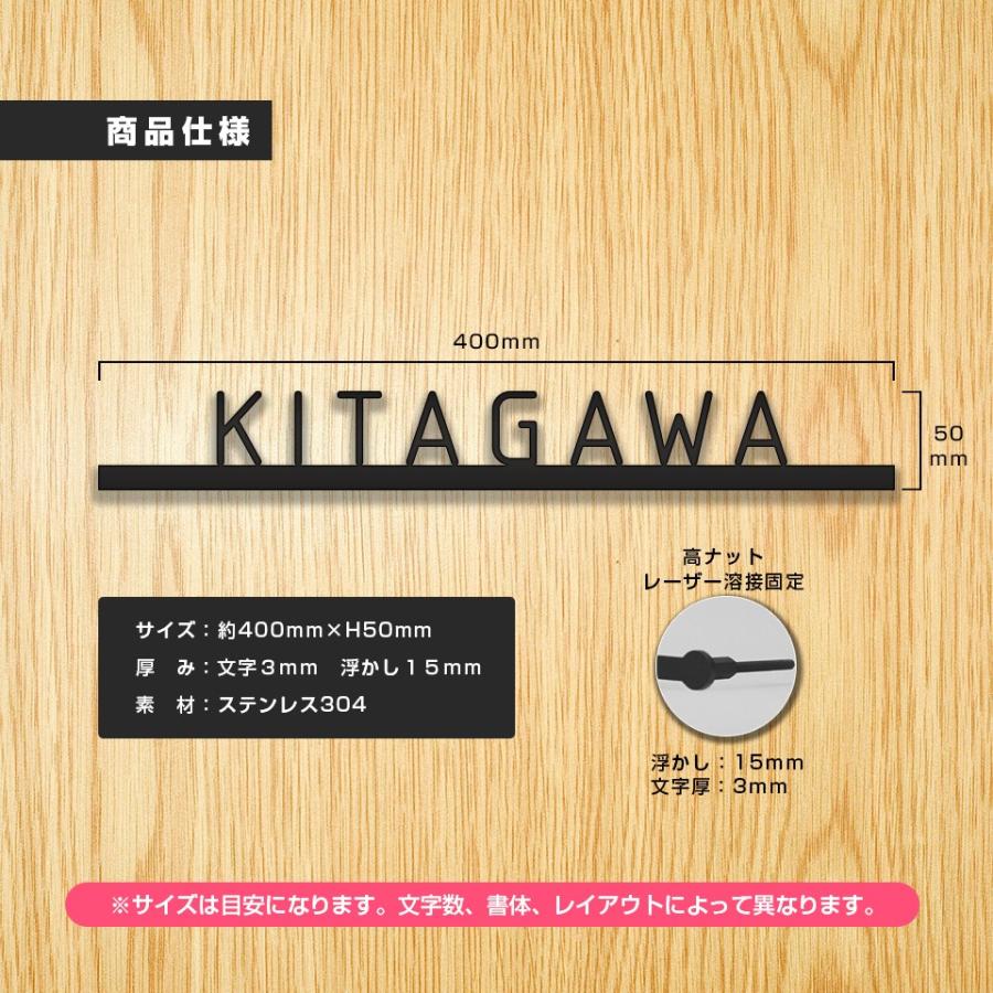 表札 おしゃれ 戸建て ステンレス アイアン 二世帯 切り文字 アイアン風ステンレス表札(ストレートライン)(iron-np05) | IDEA MAKER | 01
