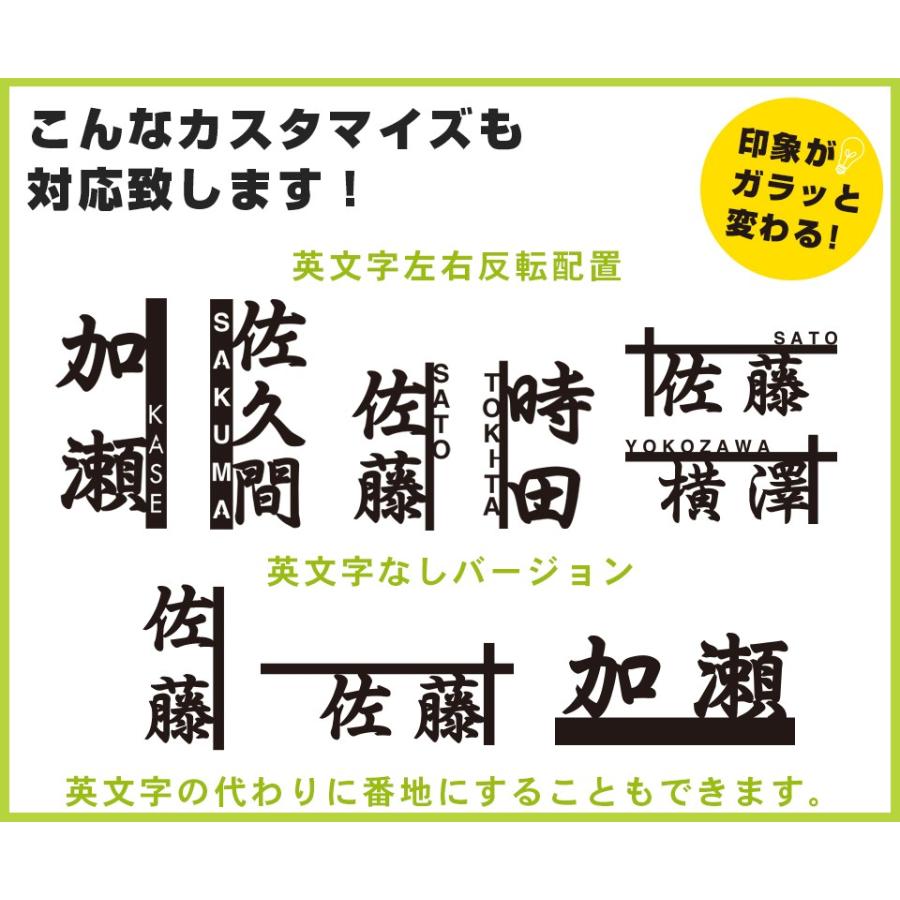 表札 おしゃれ 戸建て ステンレス アイアン 二世帯 切り文字 アイアン風ステンレス表札(和線字)(iron-np07) | IDEA MAKER | 05