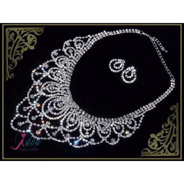 ★ideaナンバーワンの輝き★ウエディング ゴージャスネックレスピアスset結婚パーティーダンス feb1_3