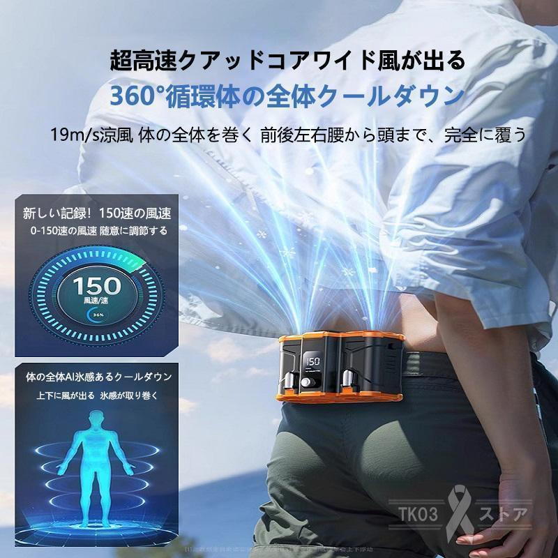 腰掛け扇風機 強力 小型 2024 ワークマン 扇風機 二重風腰掛けファン 取り外し式電池 USB充電式 10000mAh バッテリー内蔵 暑さ対策 省エネ 大容量 熱中症対策 |  | 02