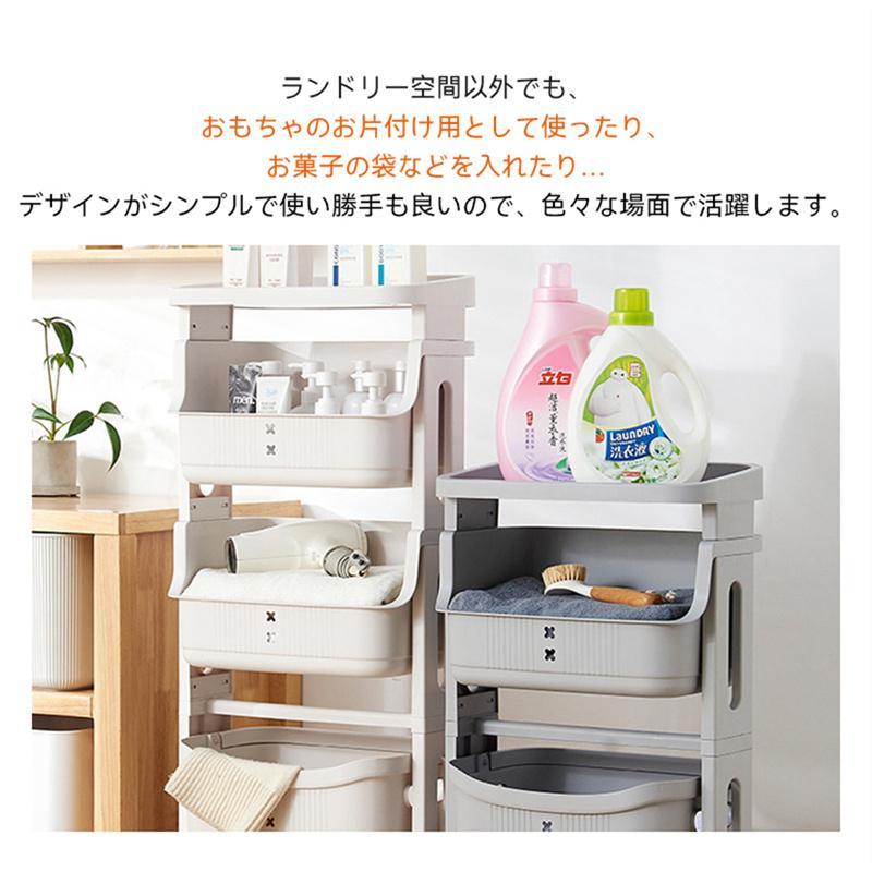 スリム 収納 ラック 隙間収納 小棚 編みかご バスケット カゴ 白 ホワイト ランドリーバスケット スリム キャスター付き3/4段 大容量 天板付き