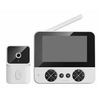 インターホン ワイヤレス 工事不要 テレビドアホン 録画機能 インターフォン 玄関 チャイム 防犯 介護 カメラ付き セット 交換 通話 音 呼出 ドアベル センサー |  | 01