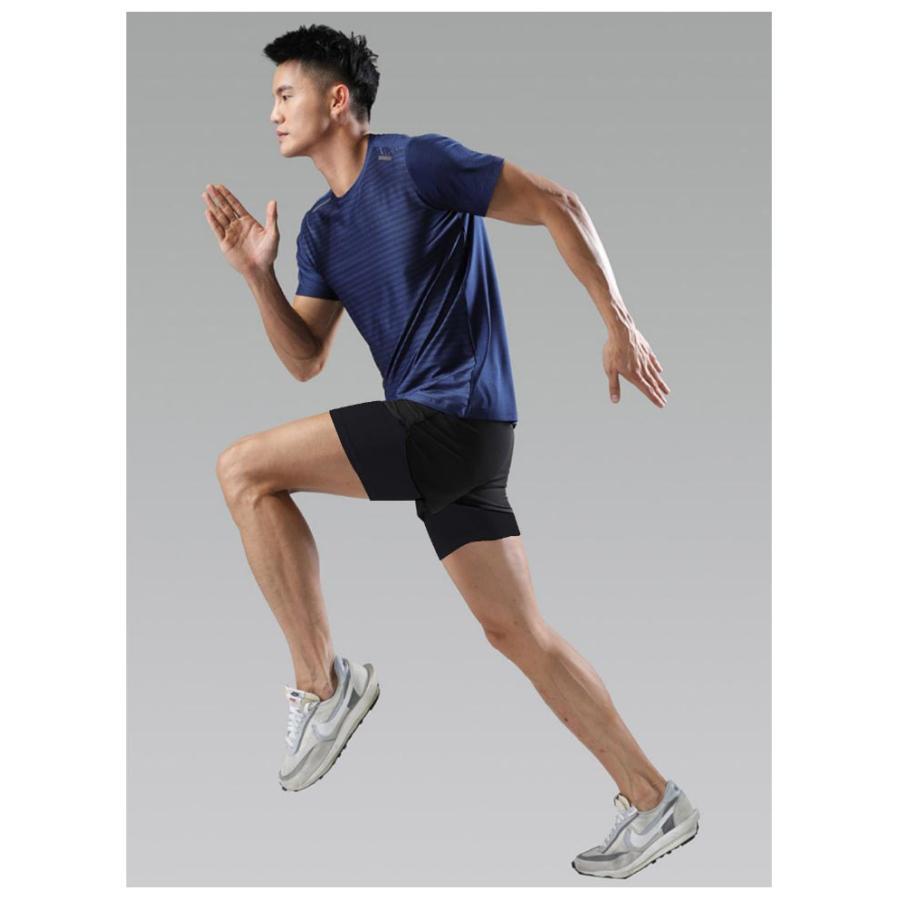 2枚組 メンズ ショートパンツ 半ズボン ハーフパンツ 春 トレーニングウェア ジムウェア ランニングパンツ ランパン ショーパン 通気 防臭 インナ | ブランド登録なし | 14