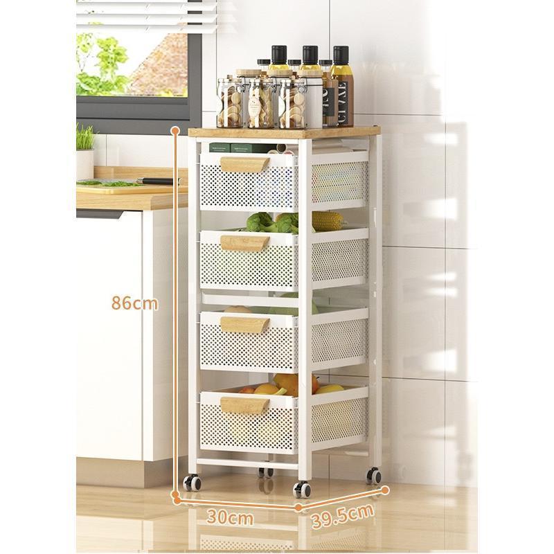 キッチンワゴン キャスター付 キッチン収納棚 キッチンストッカー 食材ストッカー バスケットラック ラック マルチワゴン サイ 天板付き | ブランド登録なし | 12