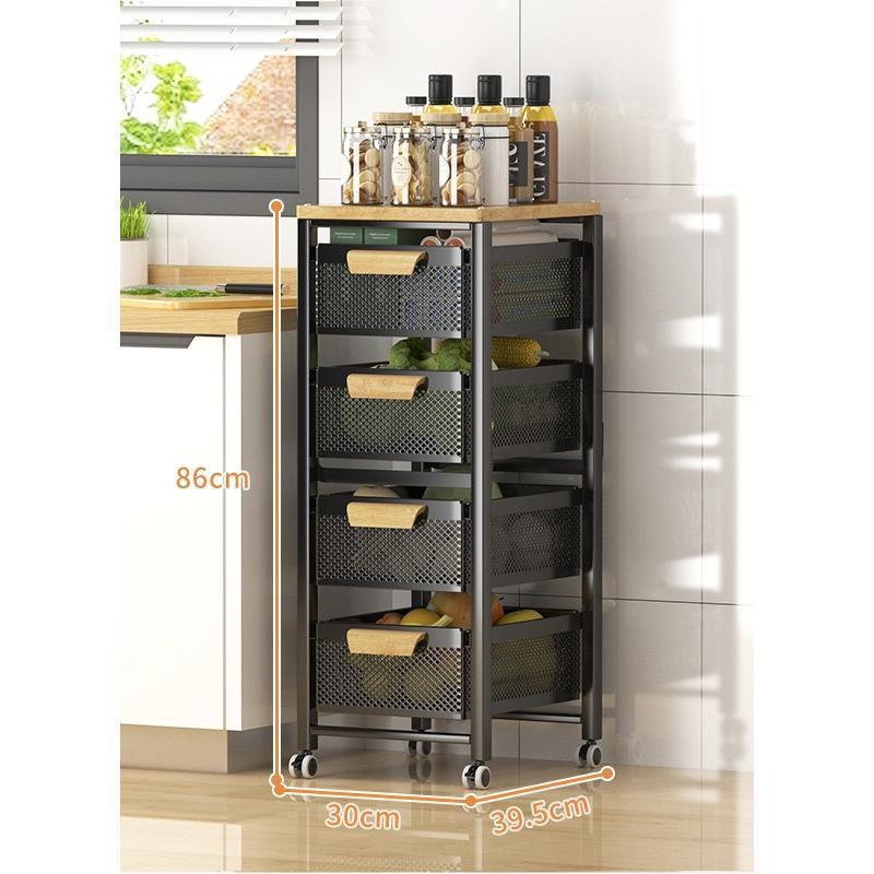 キッチンワゴン キャスター付 キッチン収納棚 キッチンストッカー 食材ストッカー バスケットラック ラック マルチワゴン サイ 天板付き | ブランド登録なし | 13