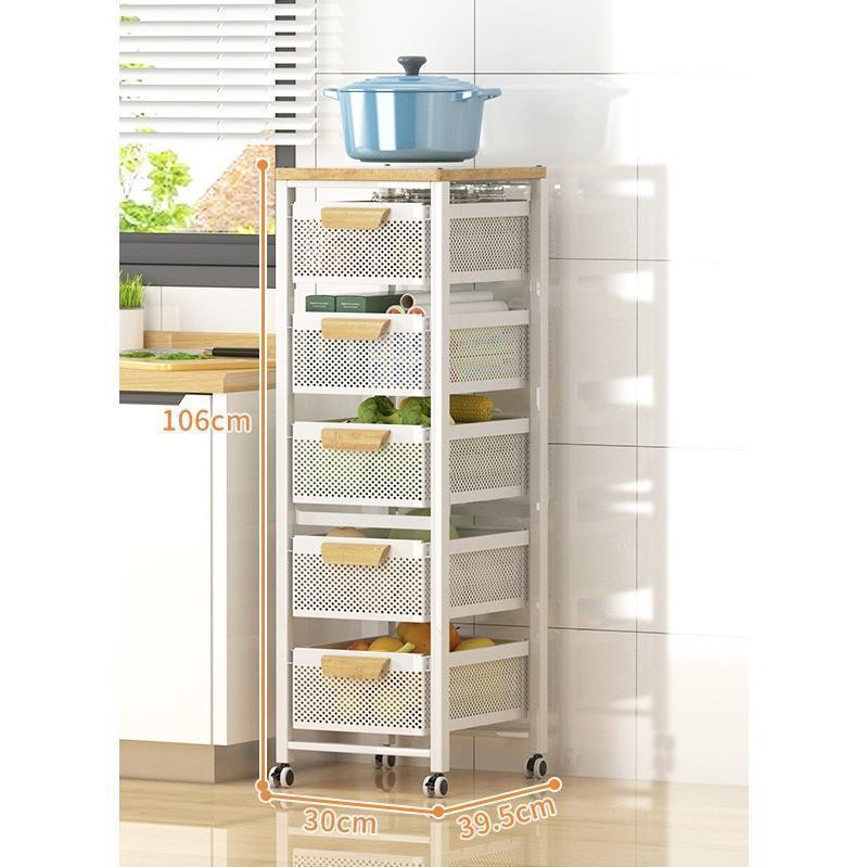 キッチンワゴン キャスター付 キッチン収納棚 キッチンストッカー 食材ストッカー バスケットラック ラック マルチワゴン サイ 天板付き | ブランド登録なし | 14